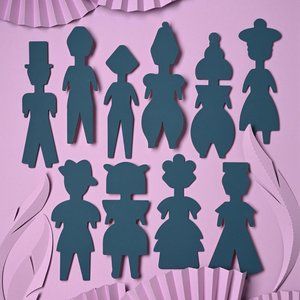 Mysterious shadolls “Masquerade” handmade wood playing and coloring dolls set